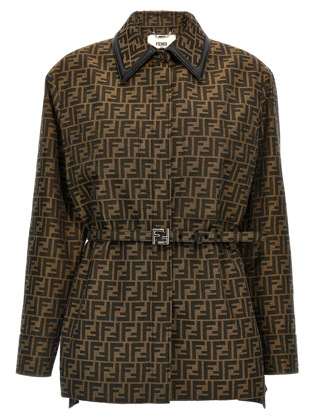 FF Logo Printed Cotton-Polyester Belted Jacket