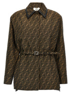 FF Logo Printed Cotton-Polyester Belted Jacket