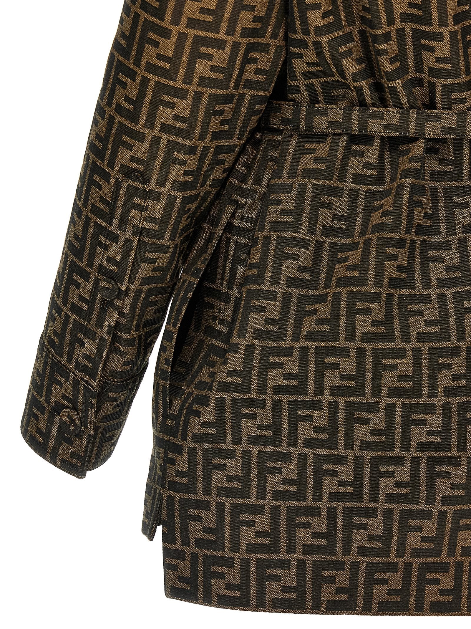 FF Logo Printed Cotton-Polyester Belted Jacket