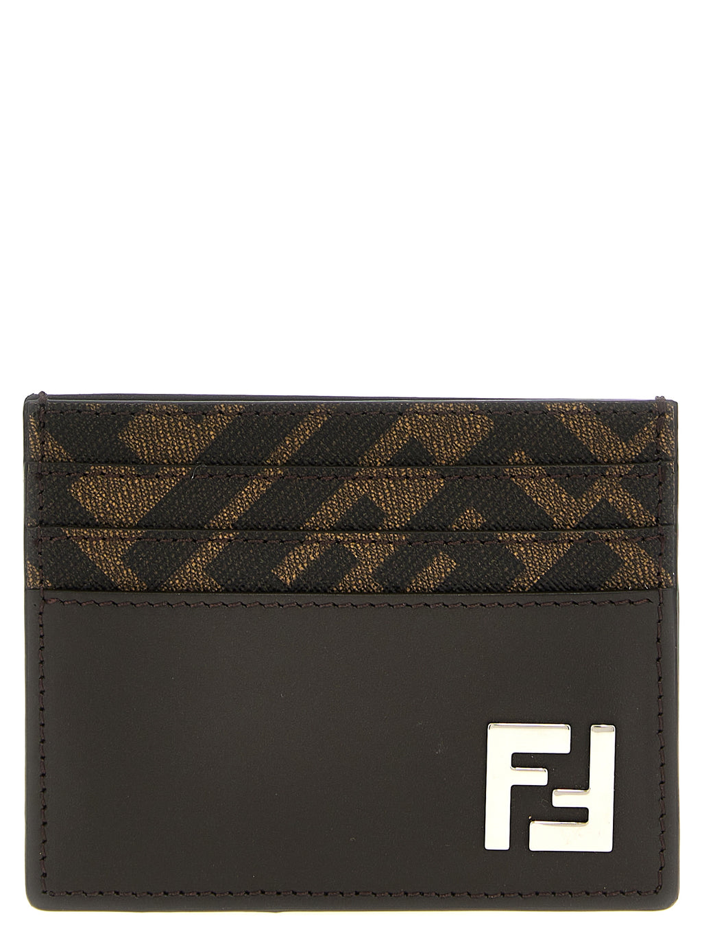 Brown Calfskin Squared FF Cardholder