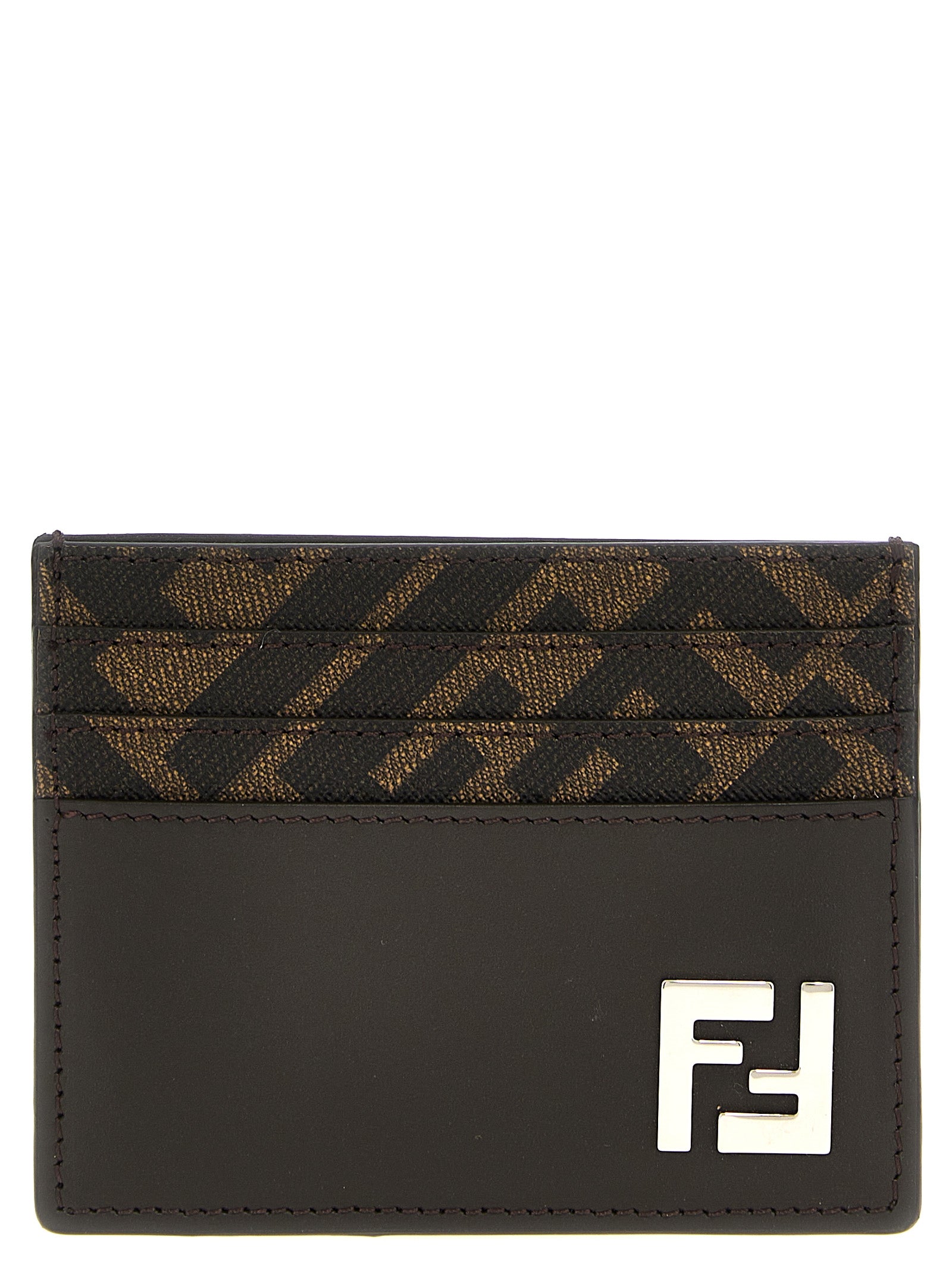 Brown Calfskin Squared FF Cardholder