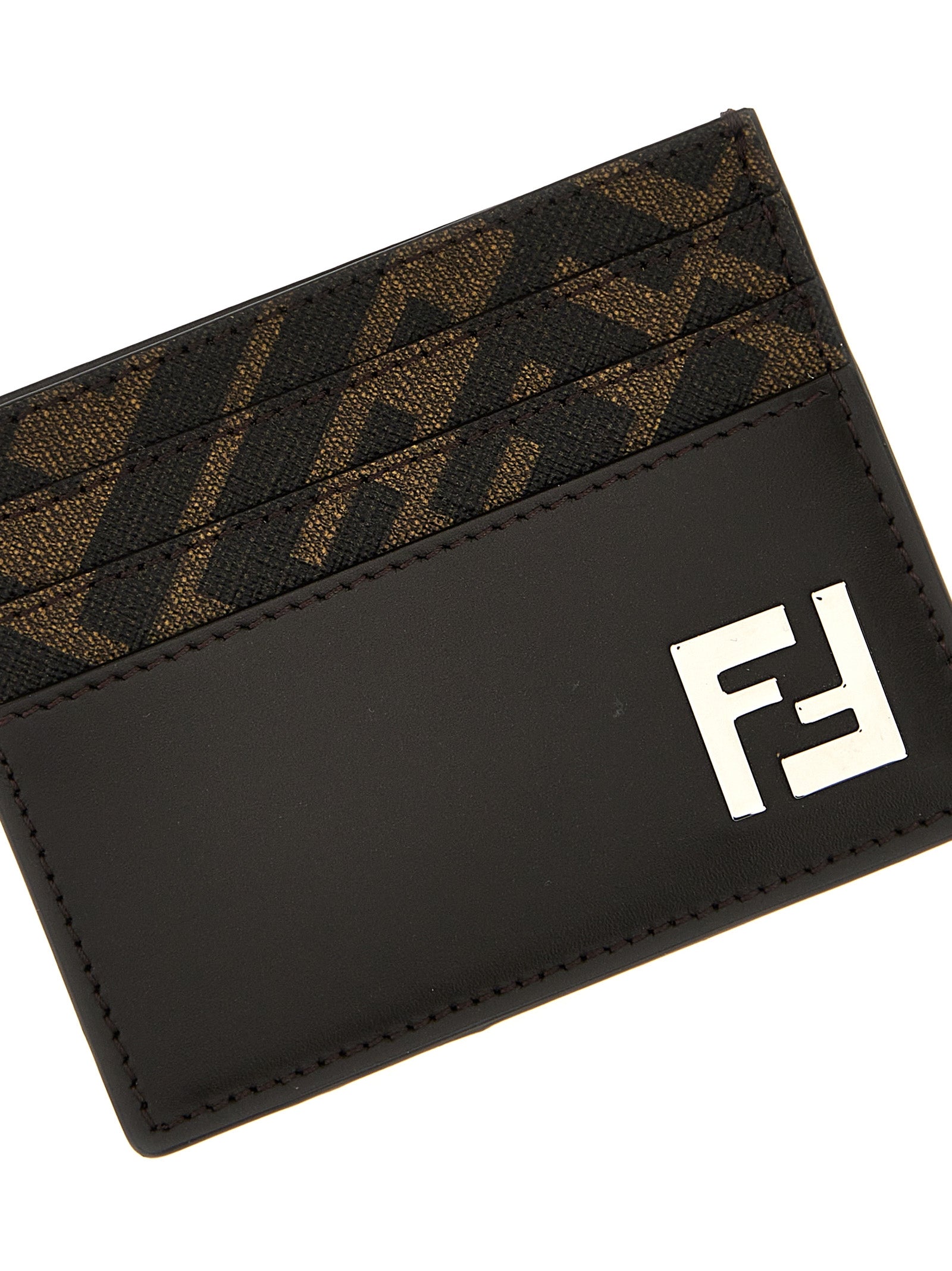 Brown Calfskin Squared FF Cardholder
