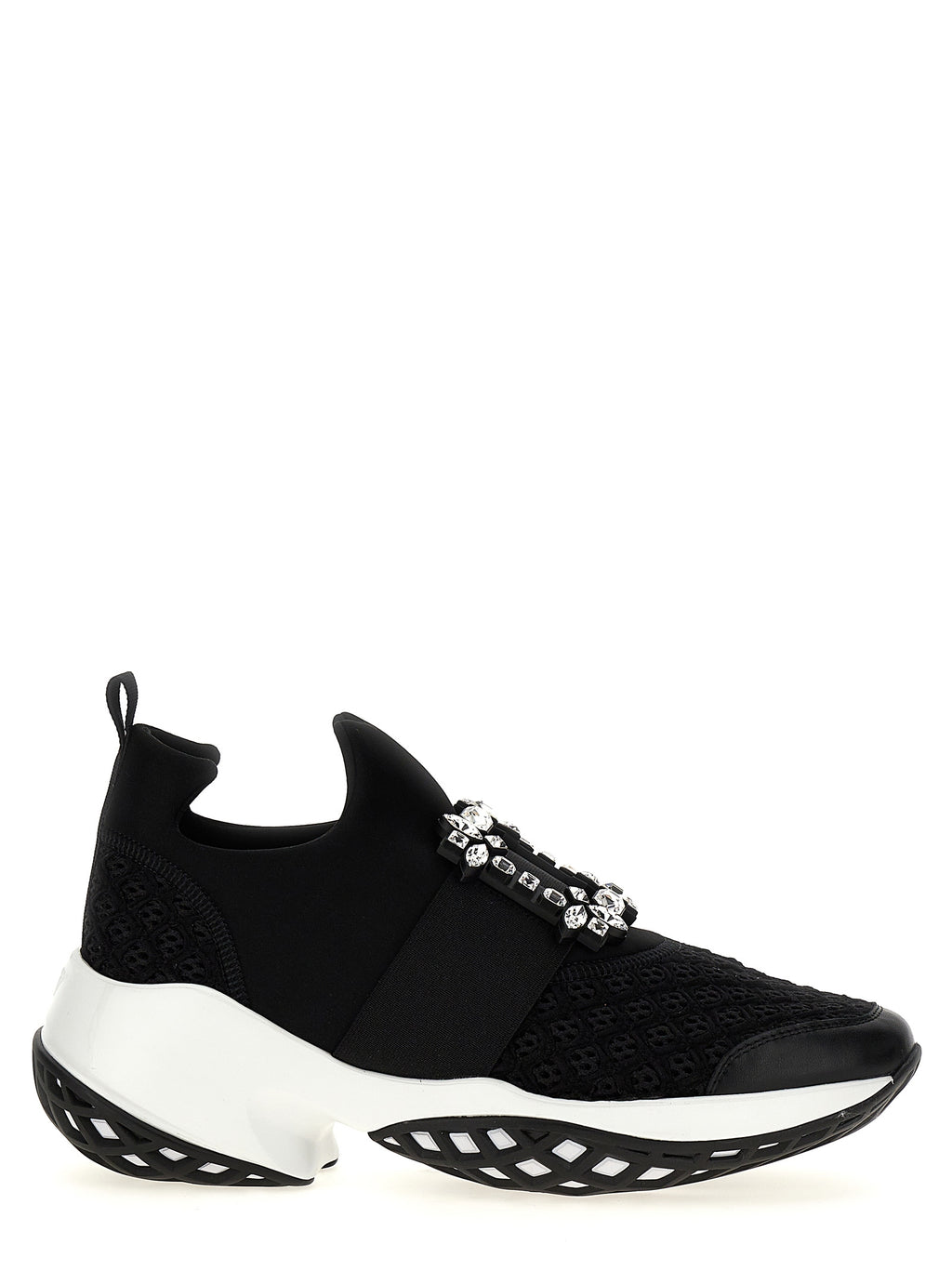 Black Polyester Athletic Sneakers