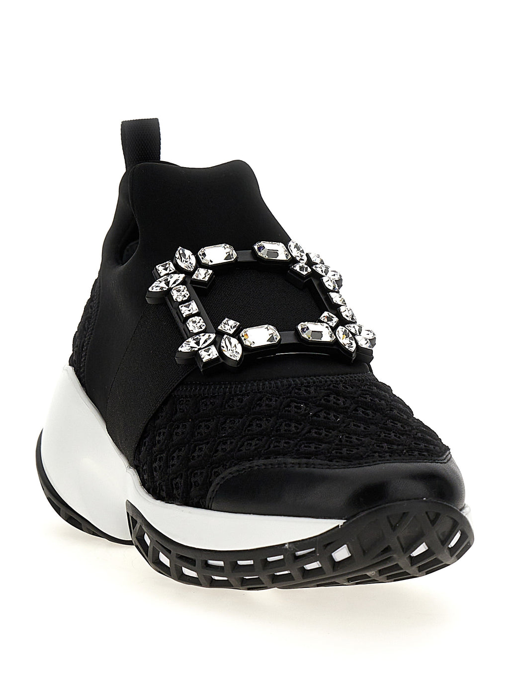 Black Polyester Athletic Sneakers