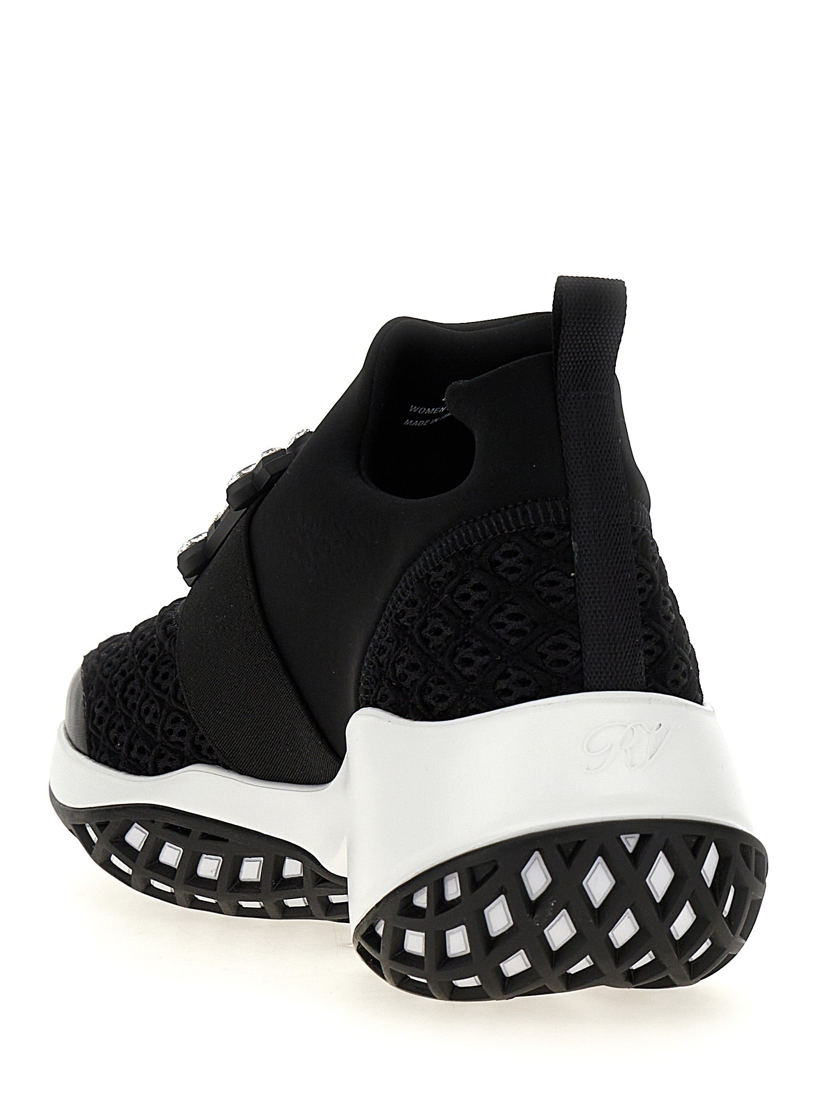 Black Polyester Athletic Sneakers
