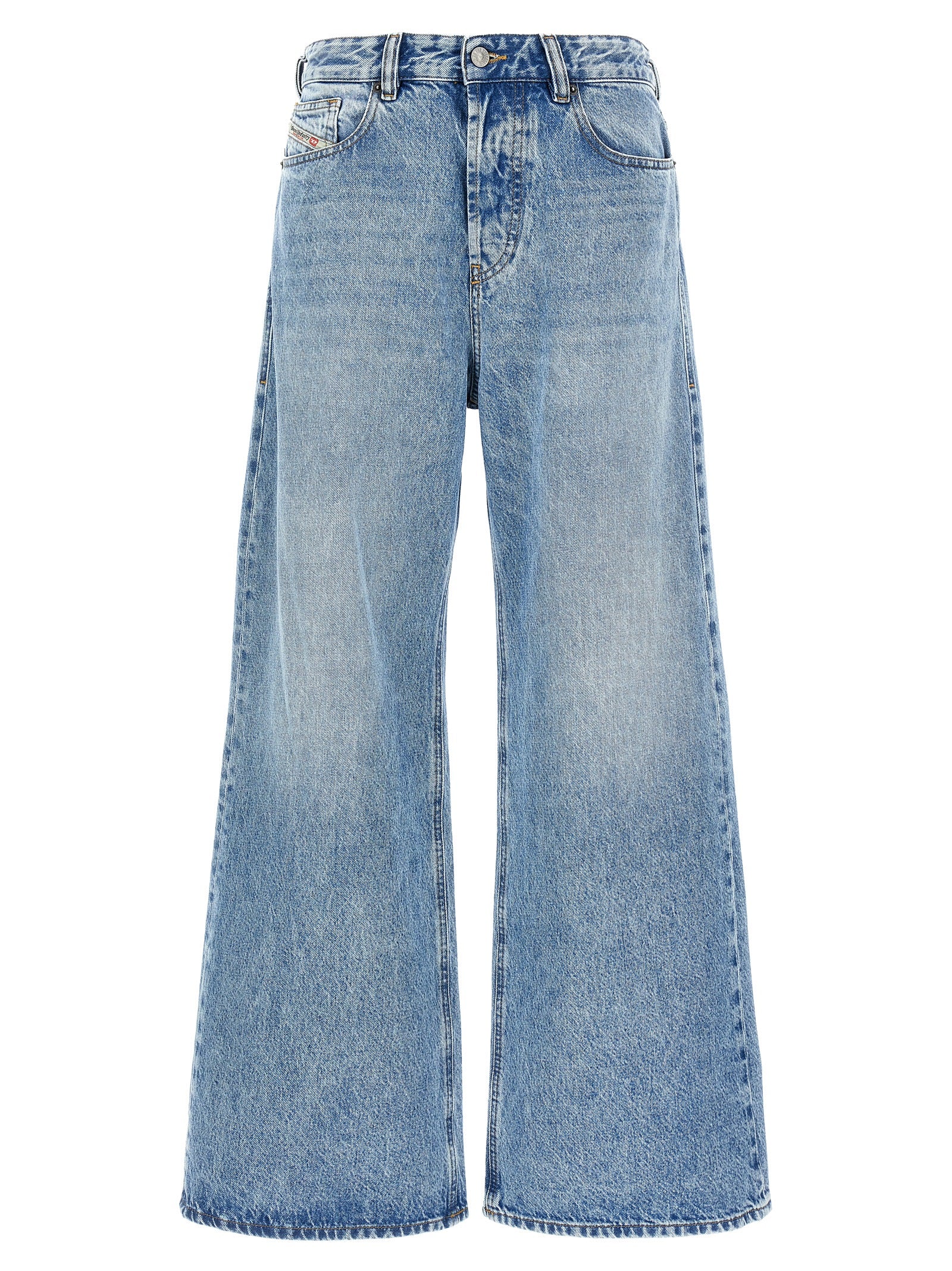 Low‑Waisted Wide‑Leg Cotton Jeans