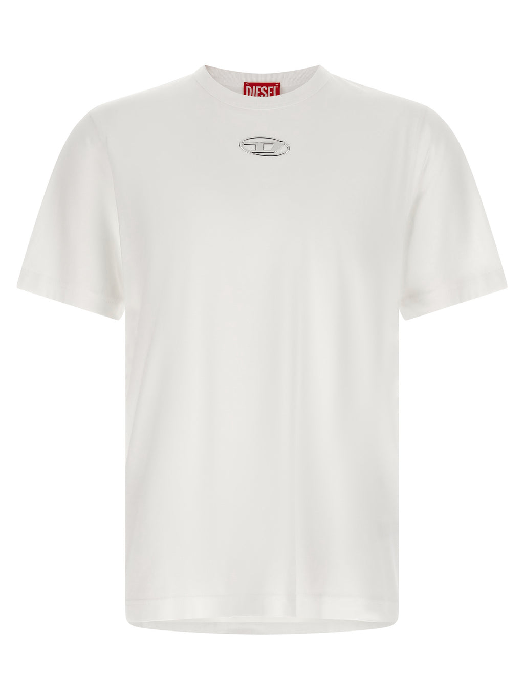 White Cotton T-Shirt with Oval D Embossed Logo
