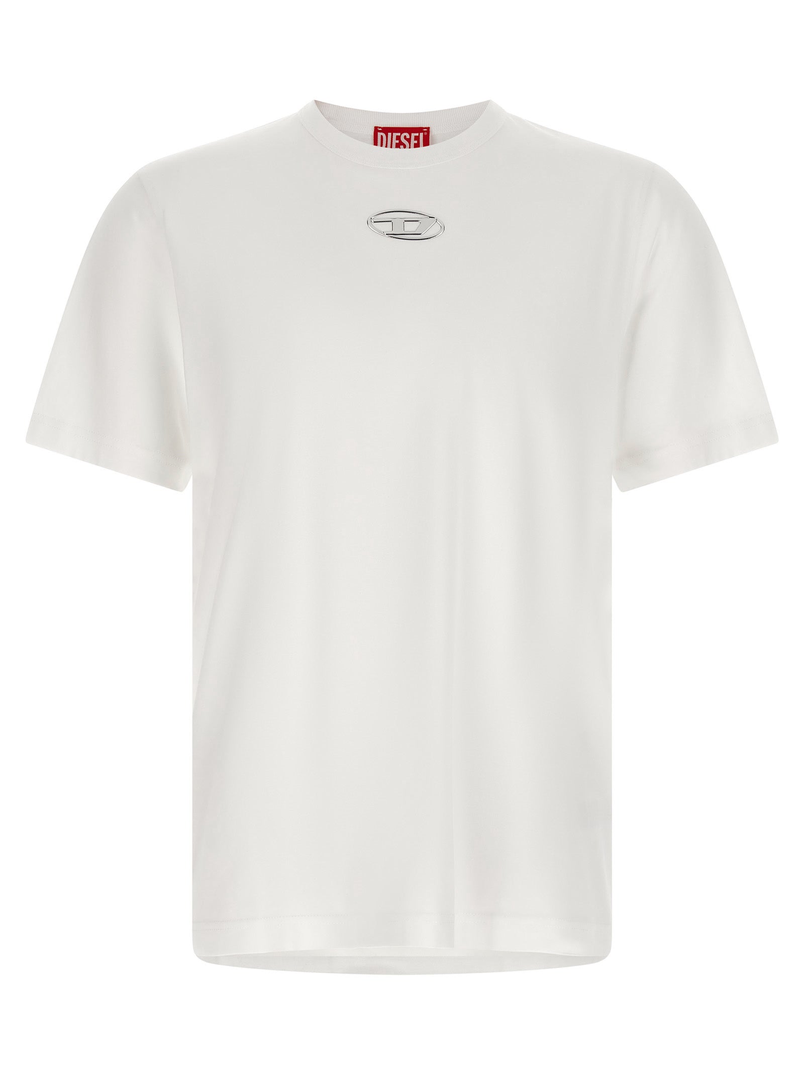 White Cotton T-Shirt with Oval D Embossed Logo