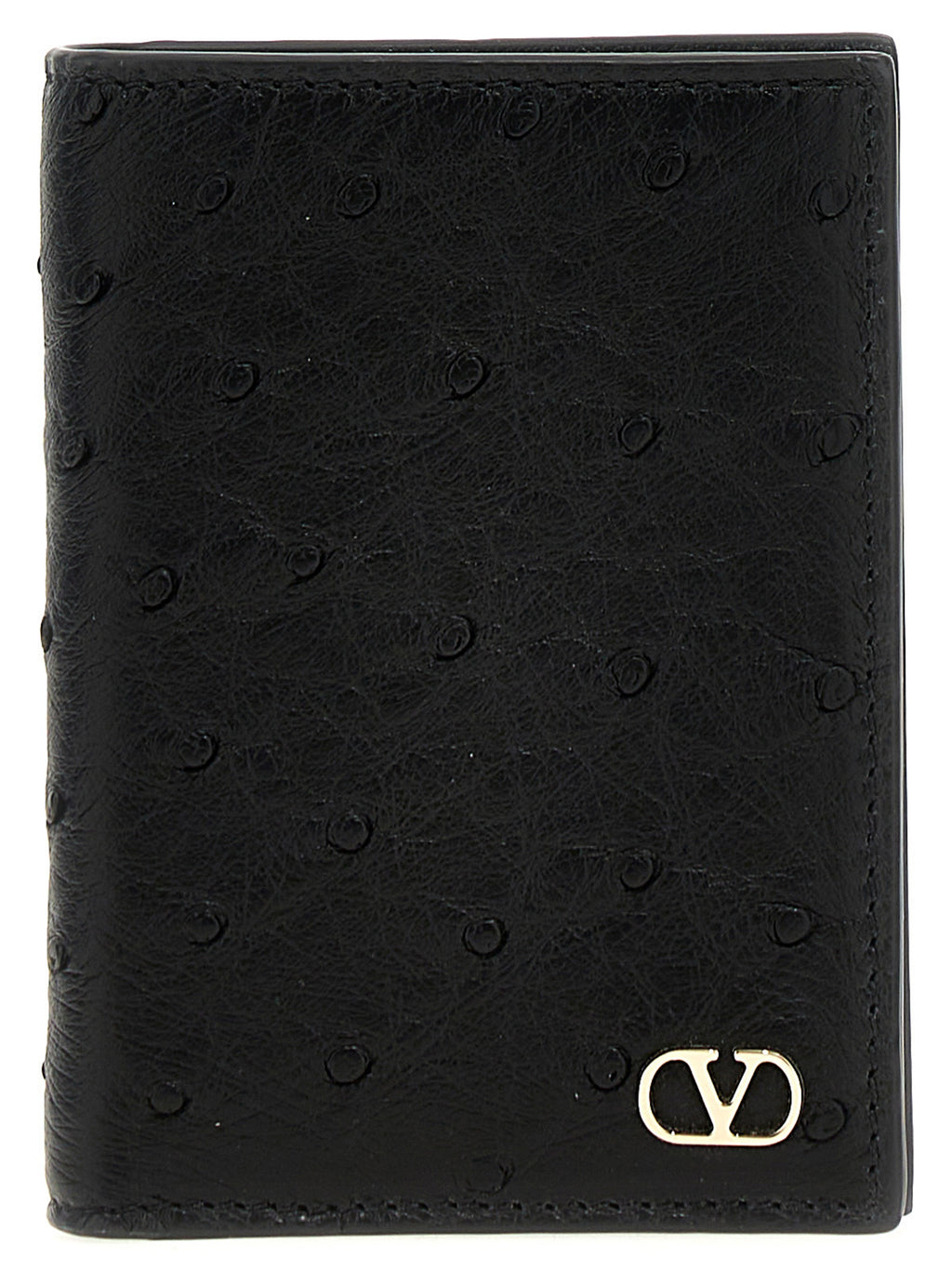 Black Ostrich Leather Cardholder