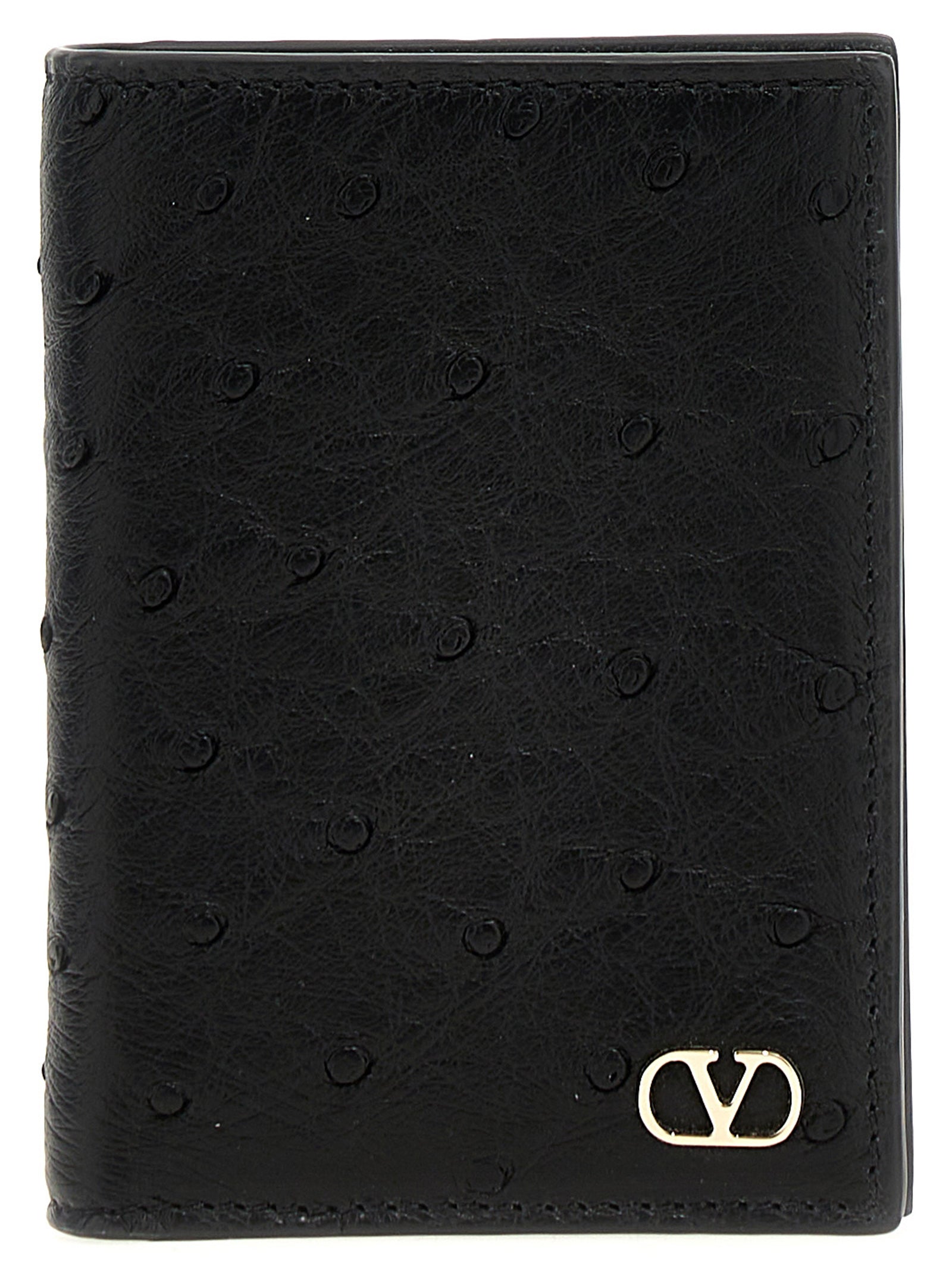 Black Ostrich Leather Cardholder