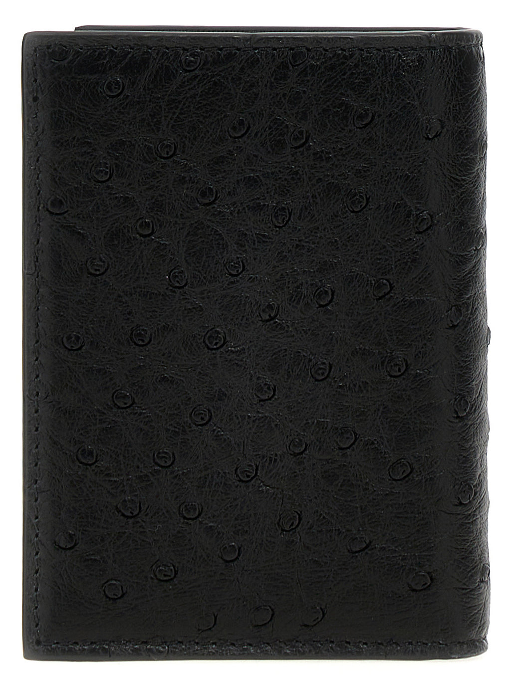 Black Ostrich Leather Cardholder