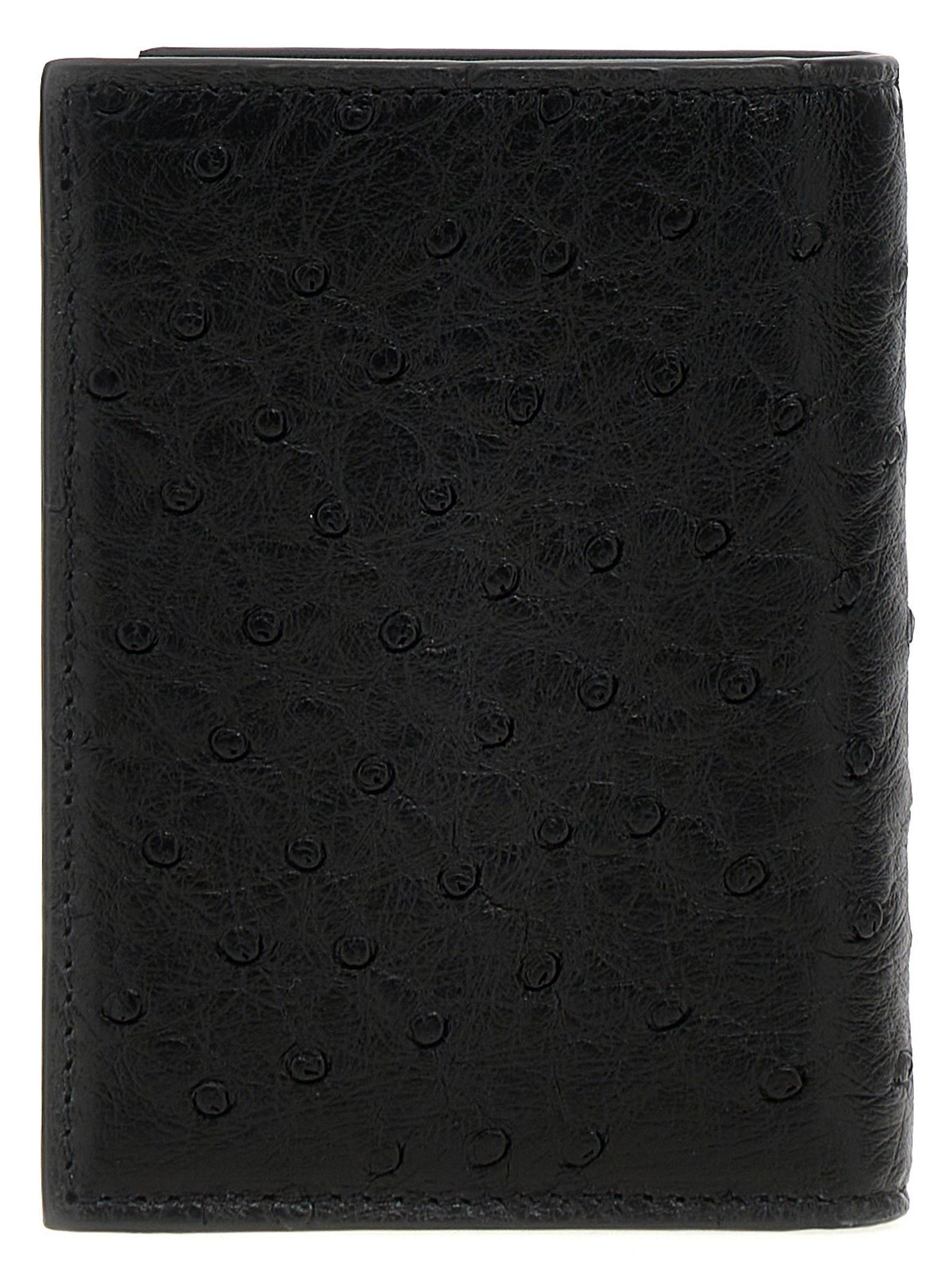 Black Ostrich Leather Cardholder