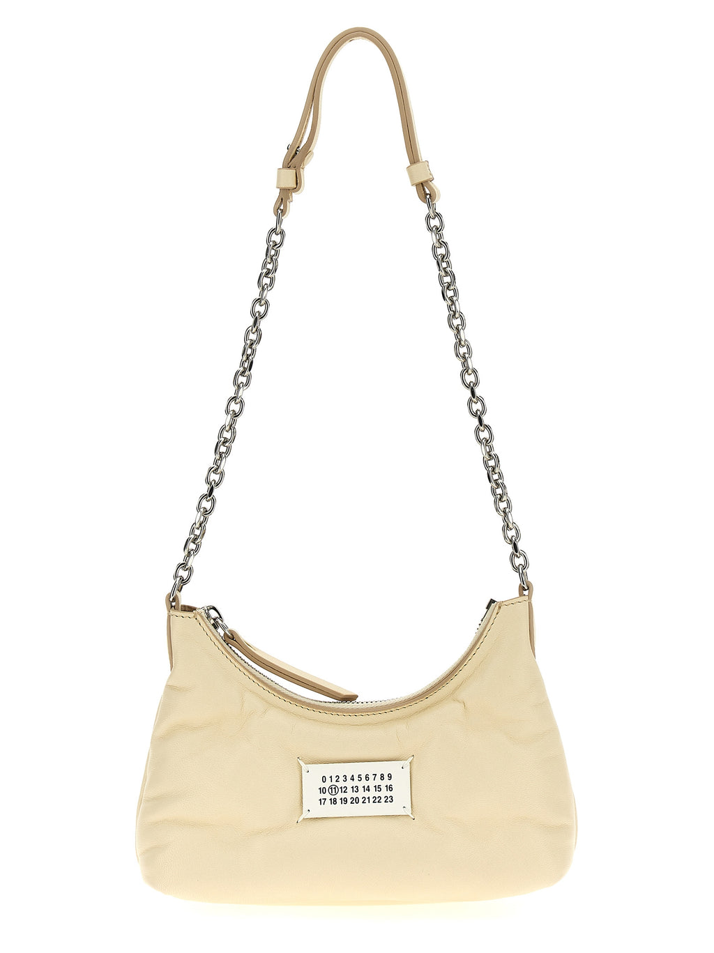 White Lamb Leather Glam Slam Hobo Micro Shoulder Bag