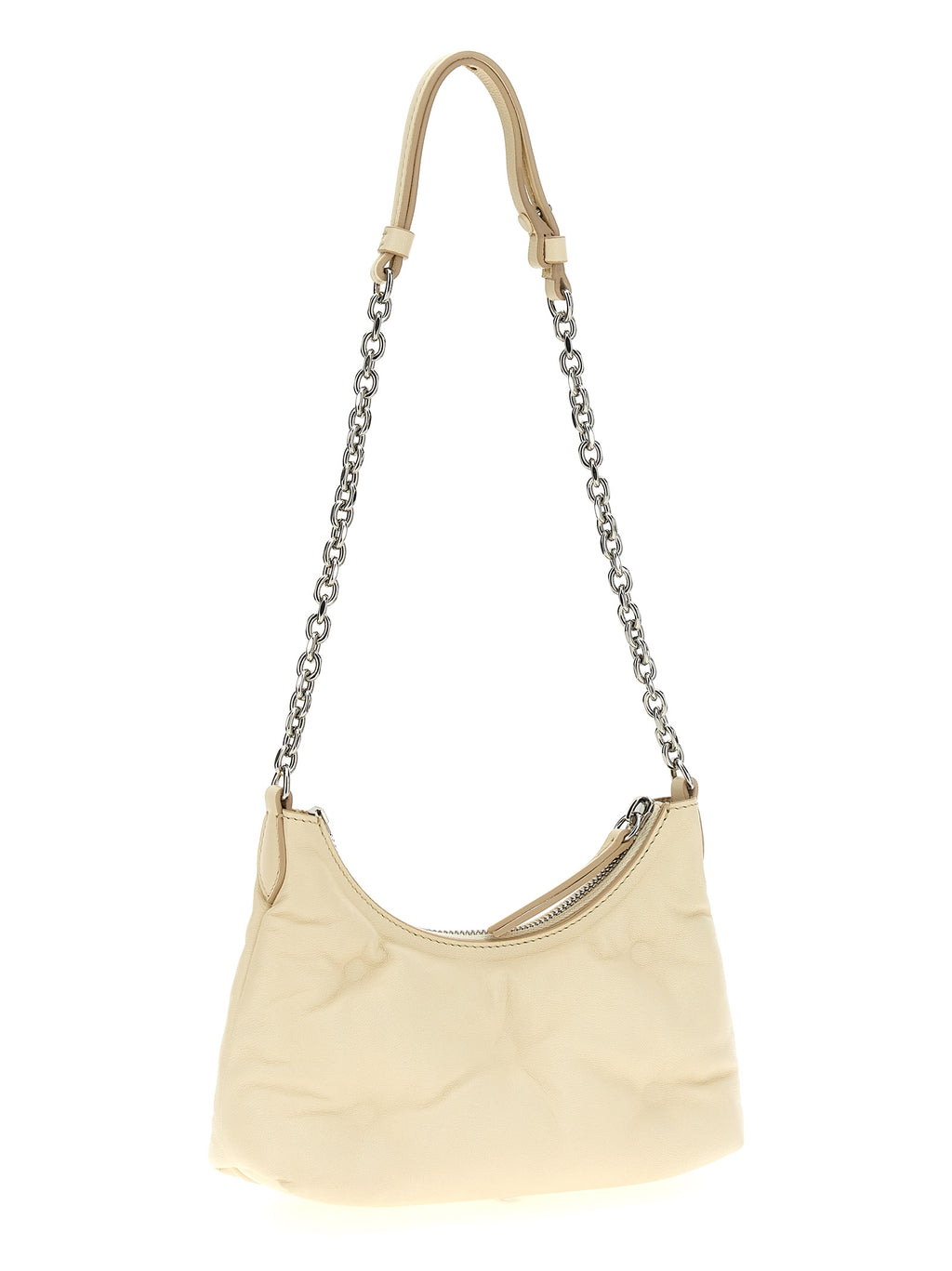 White Lamb Leather Glam Slam Hobo Micro Shoulder Bag