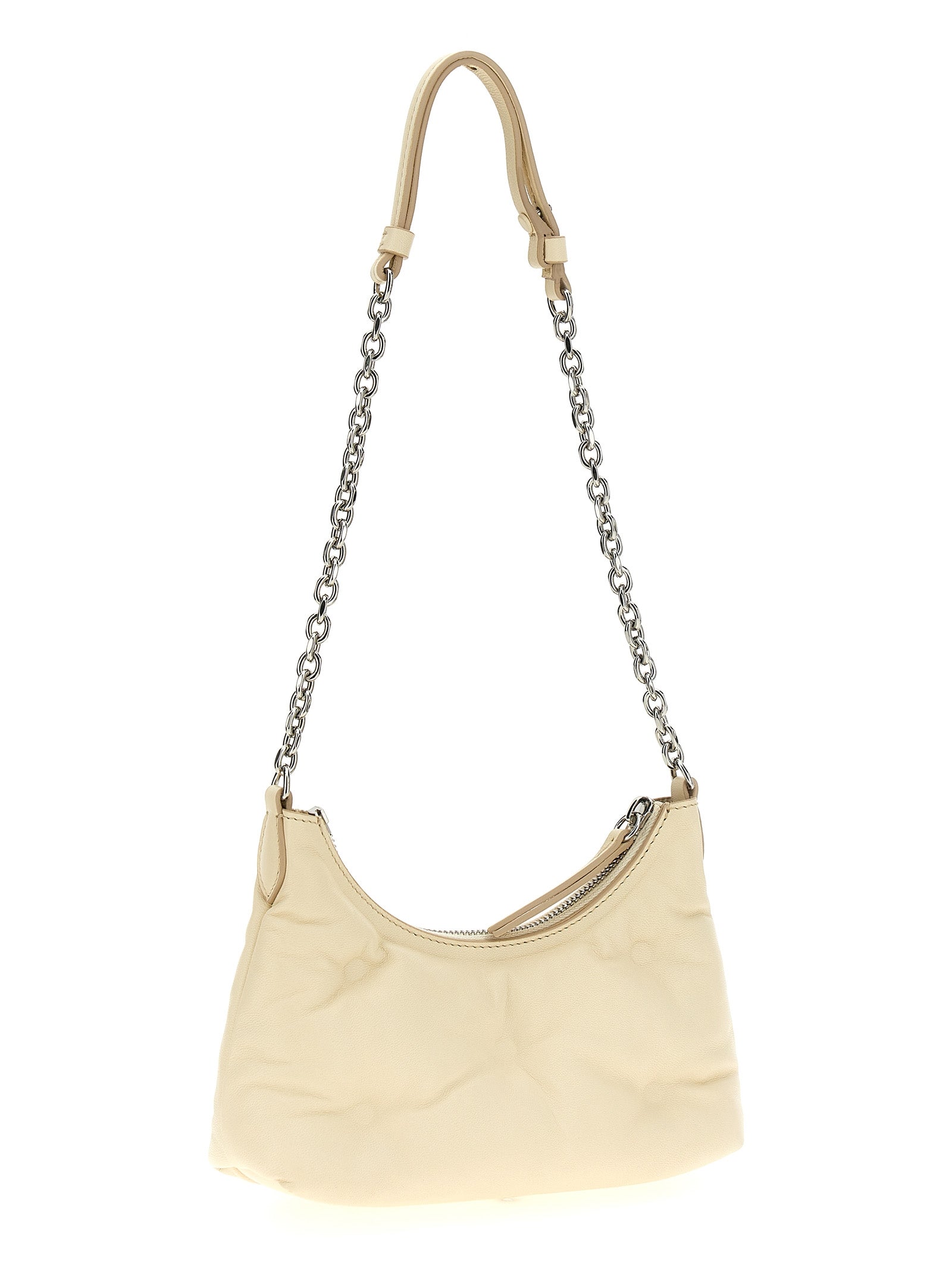 White Lamb Leather Glam Slam Hobo Micro Shoulder Bag