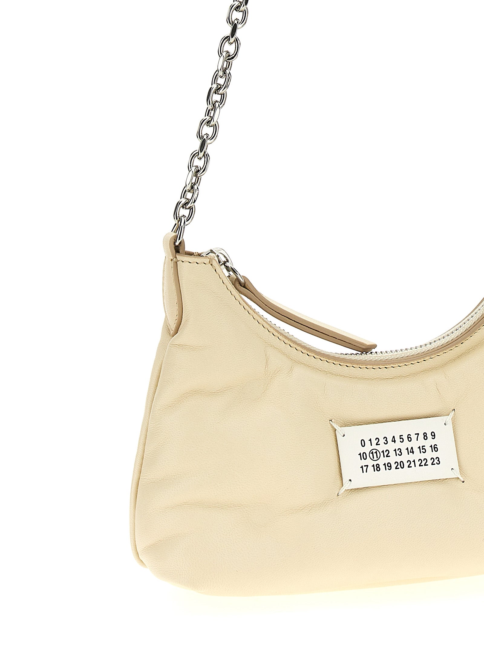 White Lamb Leather Glam Slam Hobo Micro Shoulder Bag