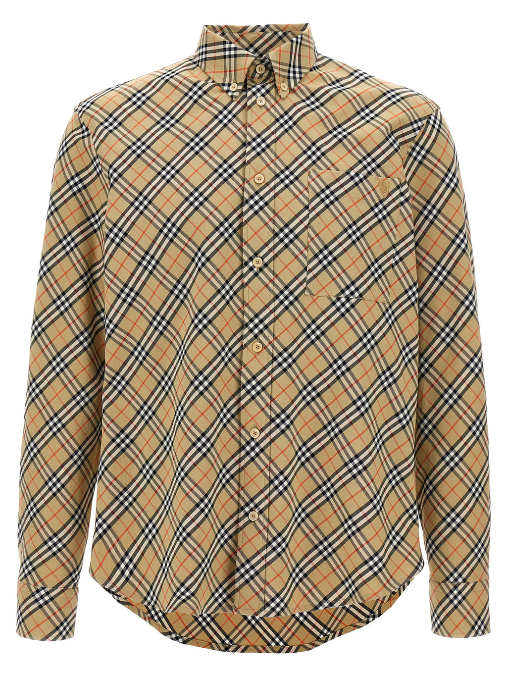 Beige Check Print Cotton Blouse