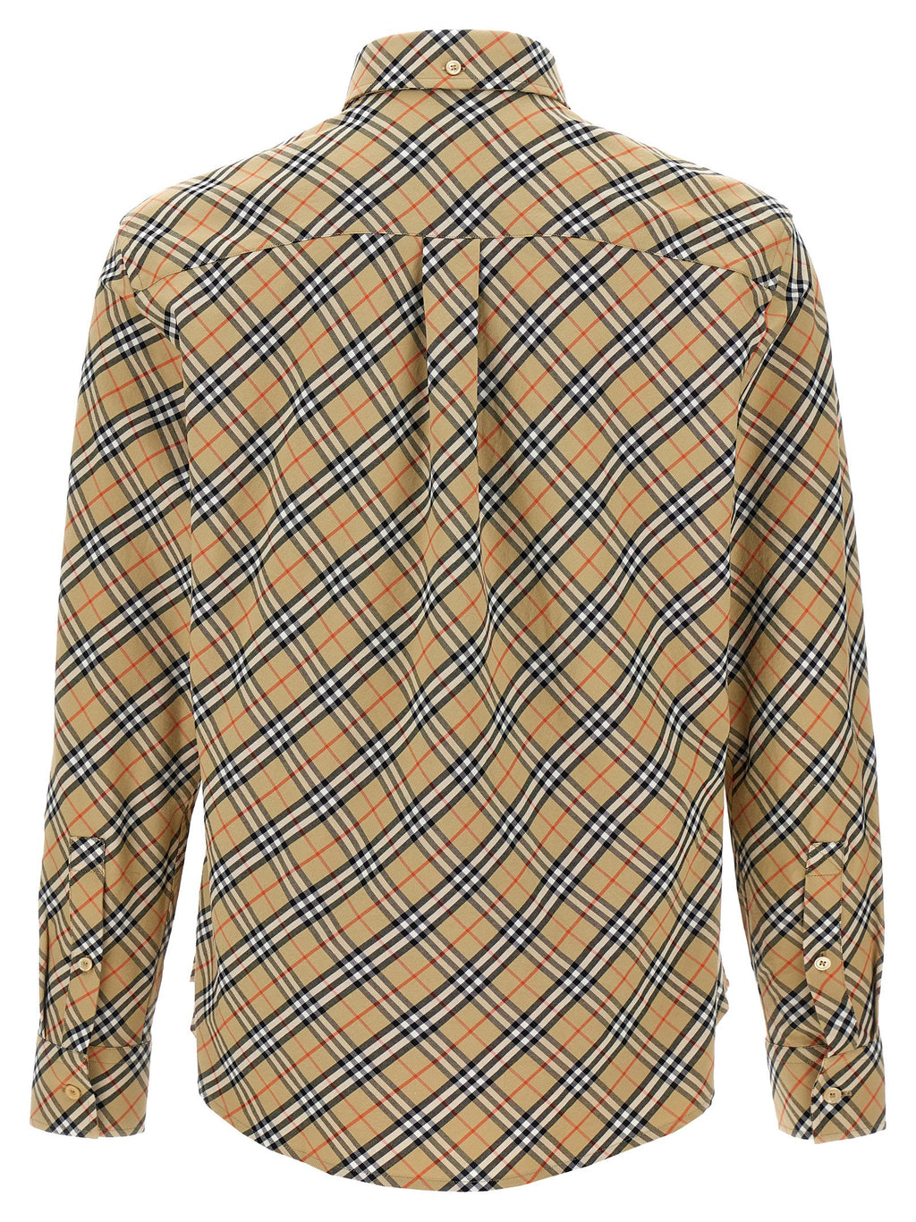 Beige Check Print Cotton Blouse