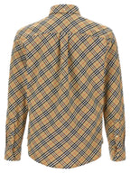 Beige Check Print Cotton Blouse
