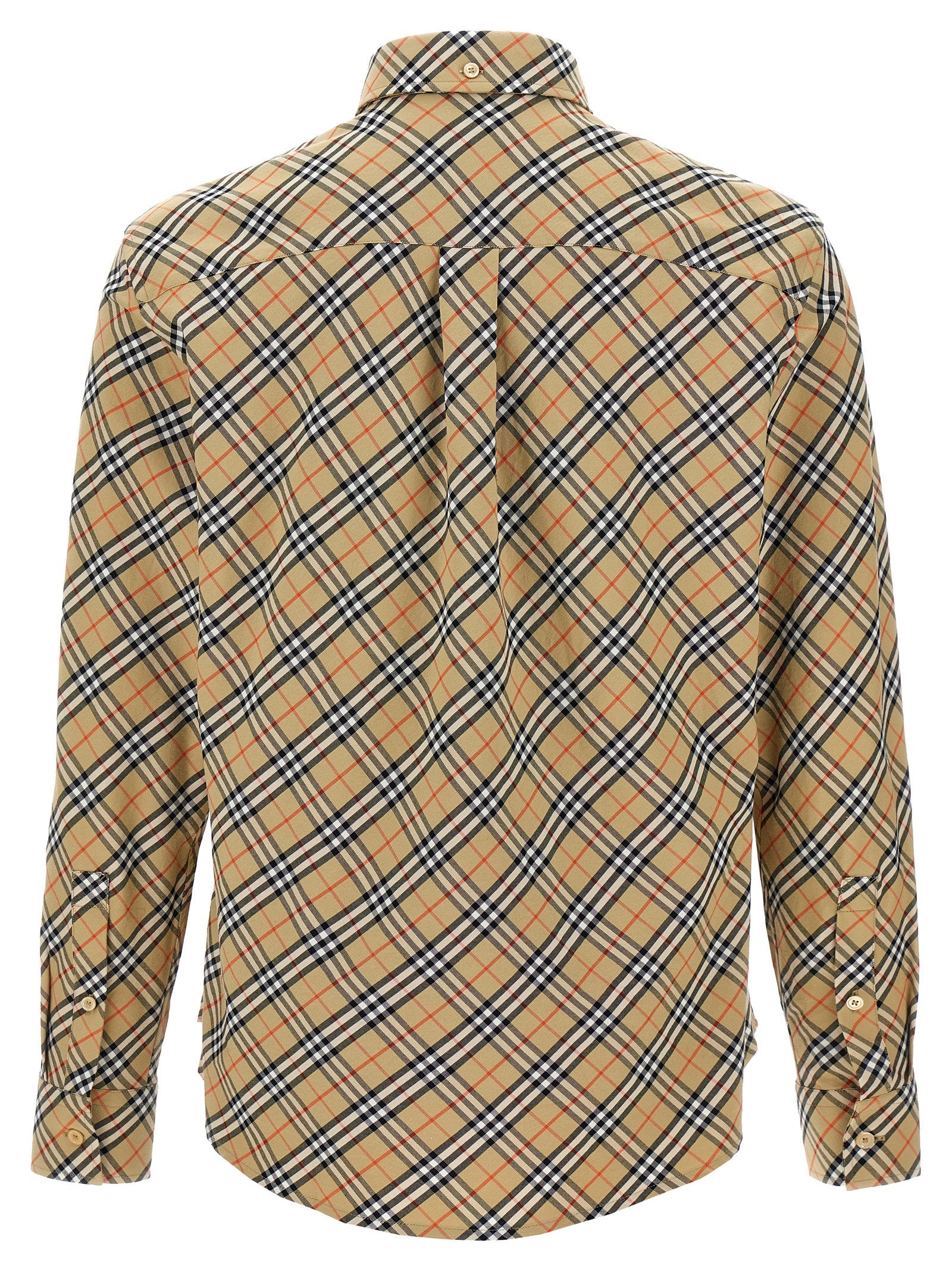 Beige Check Print Cotton Blouse