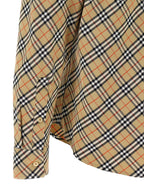 Beige Check Print Cotton Blouse