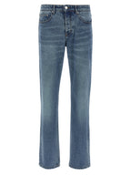 Blue Cotton Straight-Leg Jeans