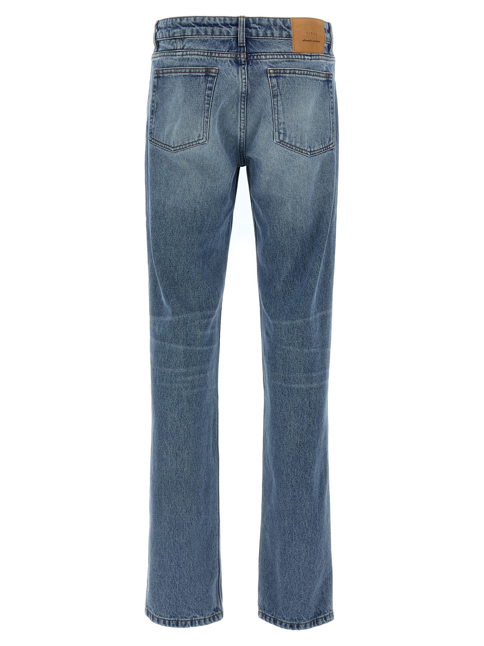 Blue Cotton Straight-Leg Jeans