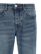 Blue Cotton Straight-Leg Jeans