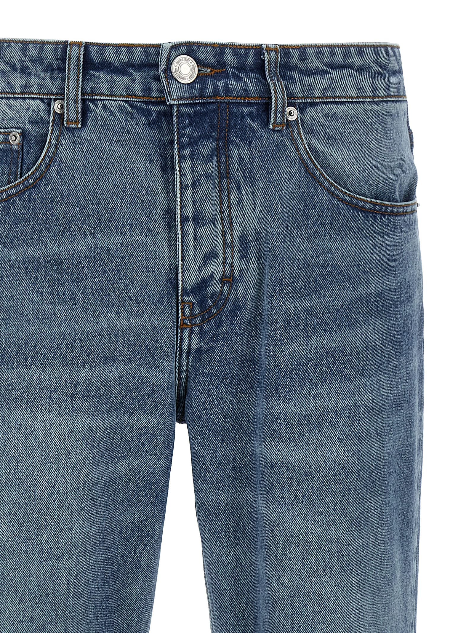 Blue Cotton Straight-Leg Jeans