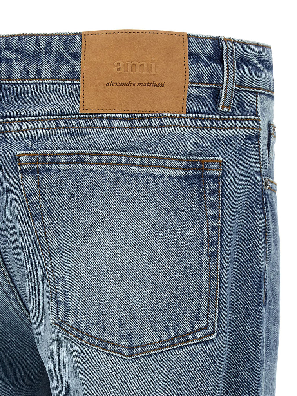 Blue Cotton Straight-Leg Jeans