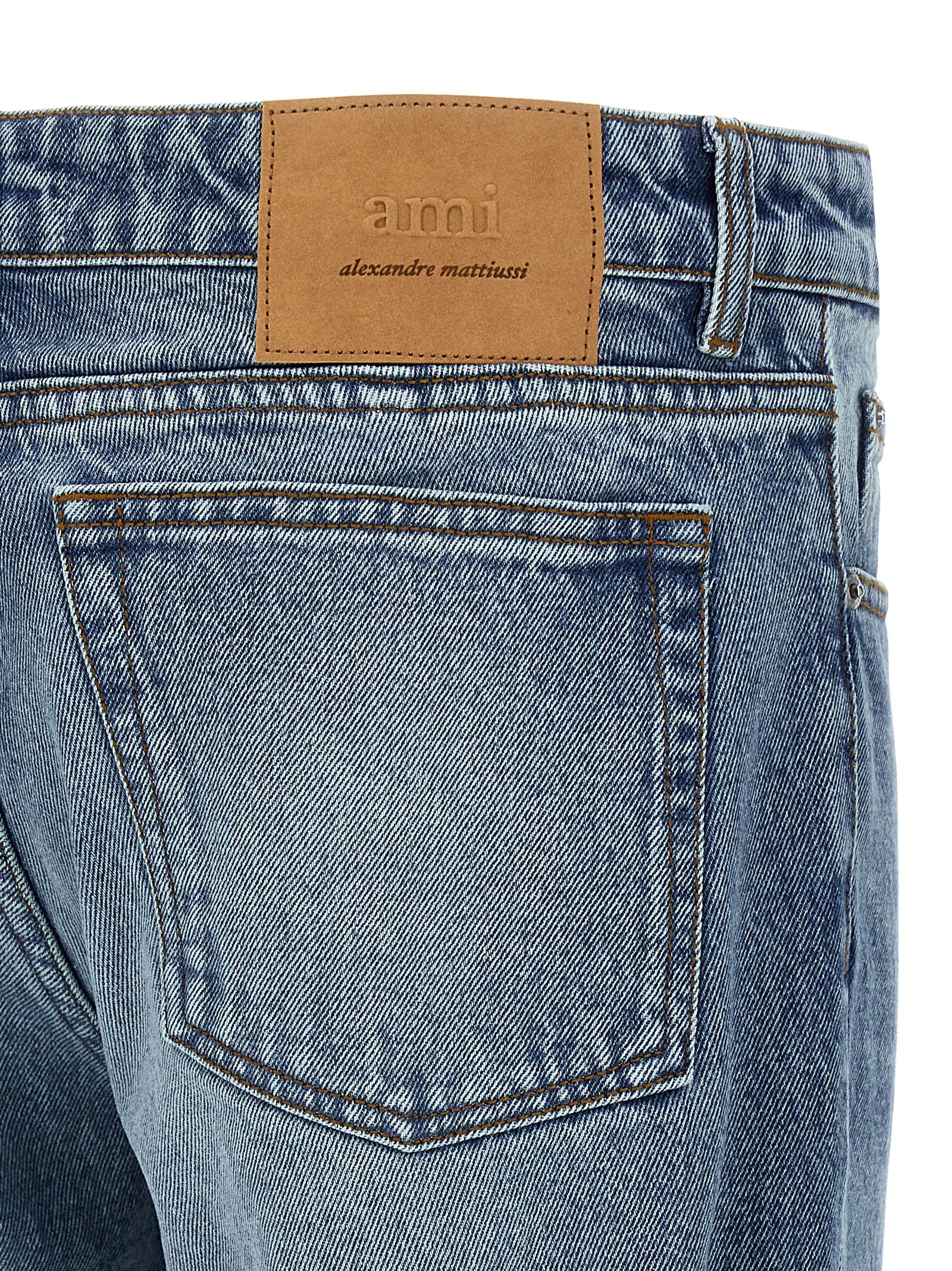 Blue Cotton Straight-Leg Jeans