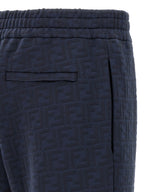 Blue Stretch Cotton-Polyester Joggers