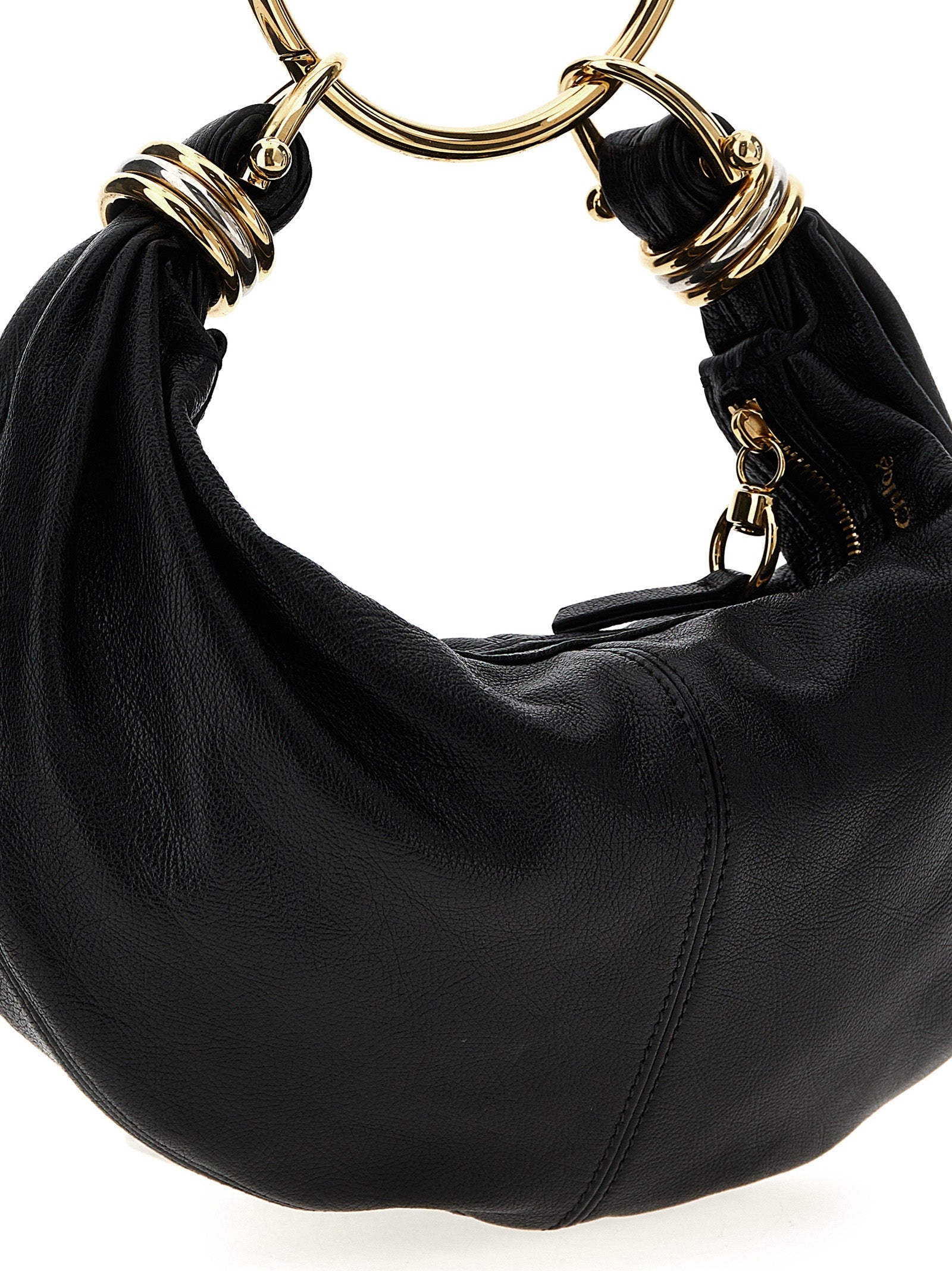 Black Calfskin Bracelet Hobo Piccola Handbag