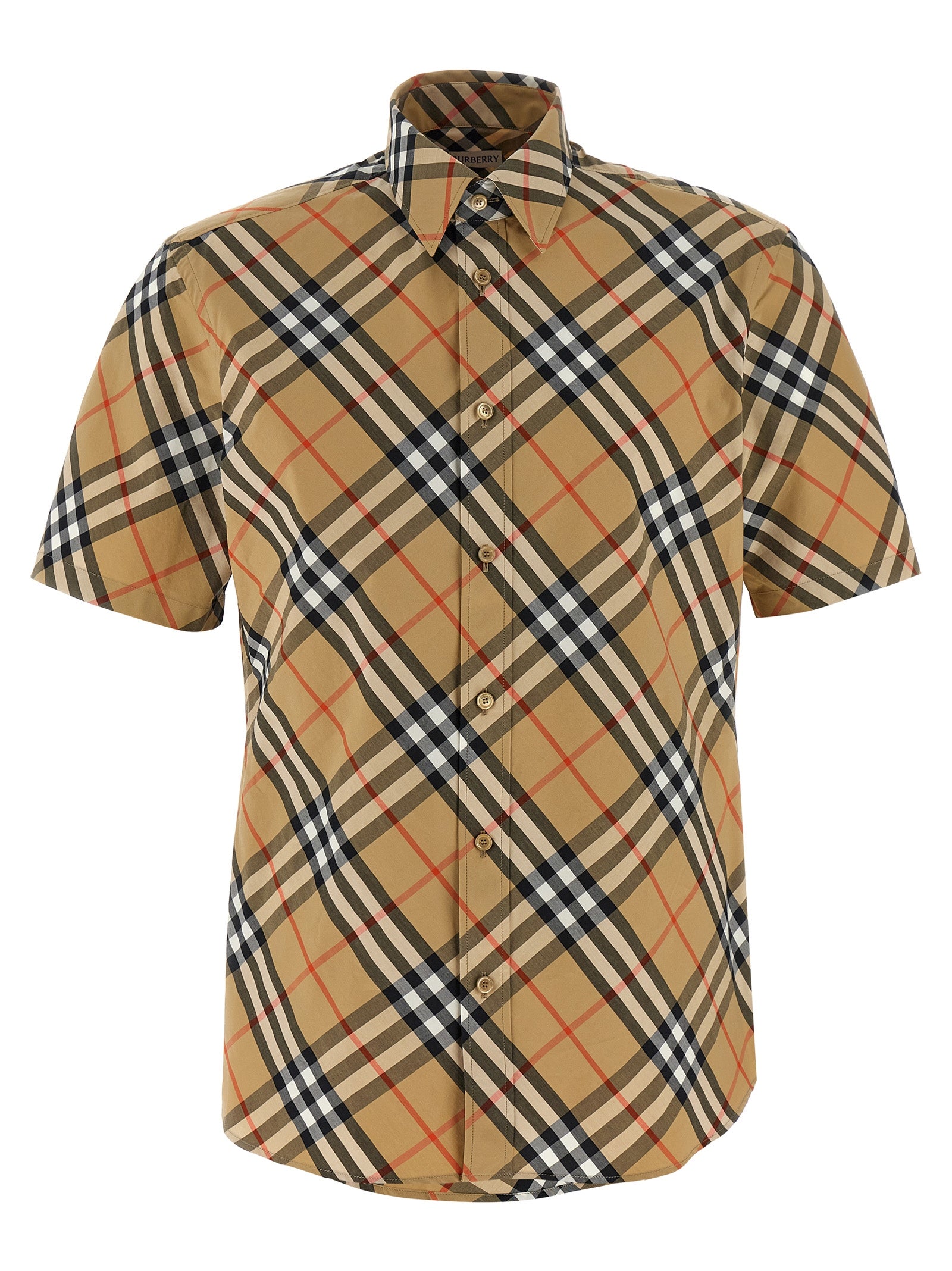 Beige Cotton Check Blouse