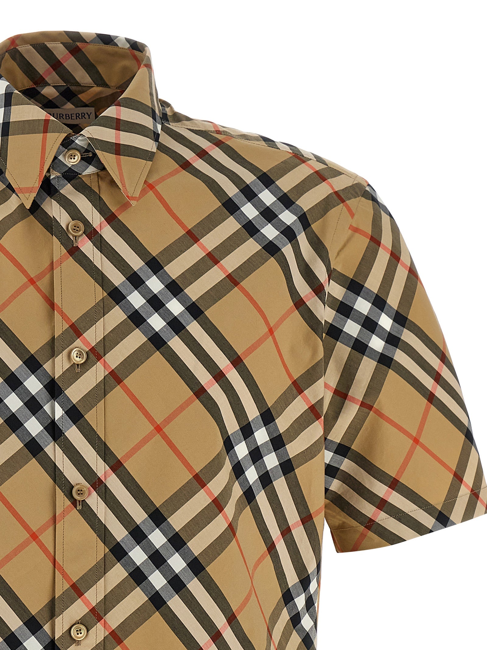 Beige Cotton Check Blouse