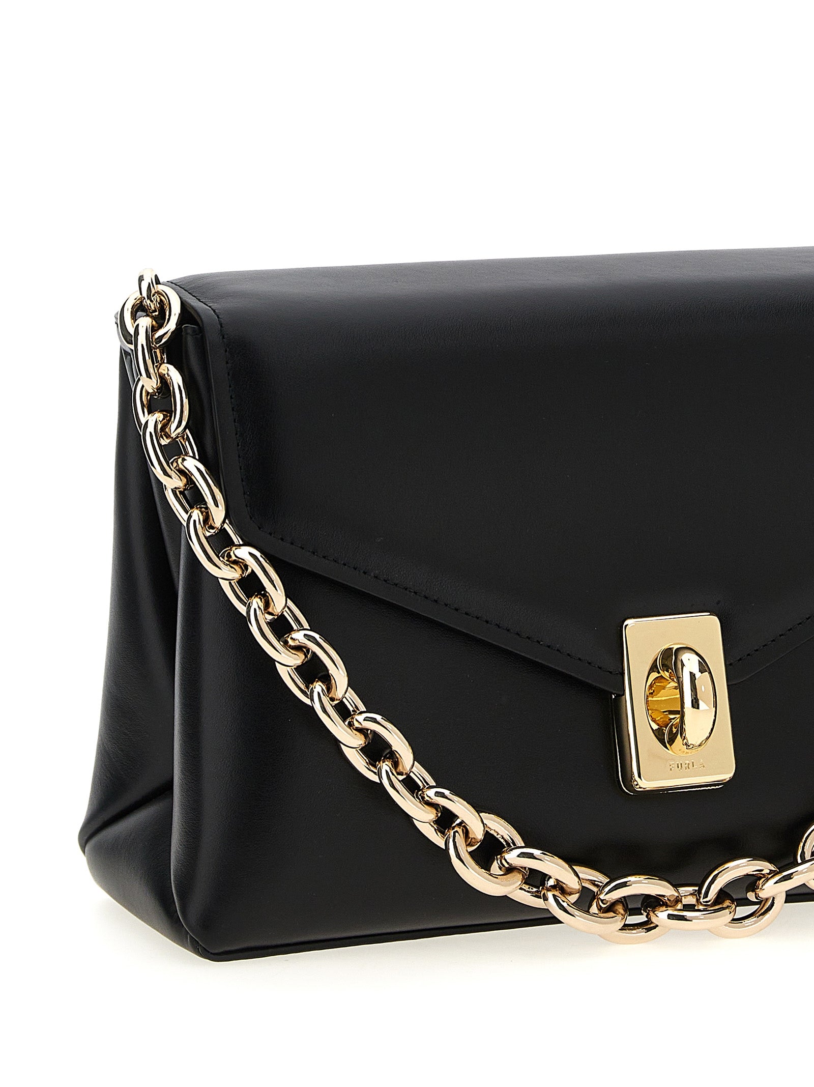 Black Leather Meridiana Shoulder Bag