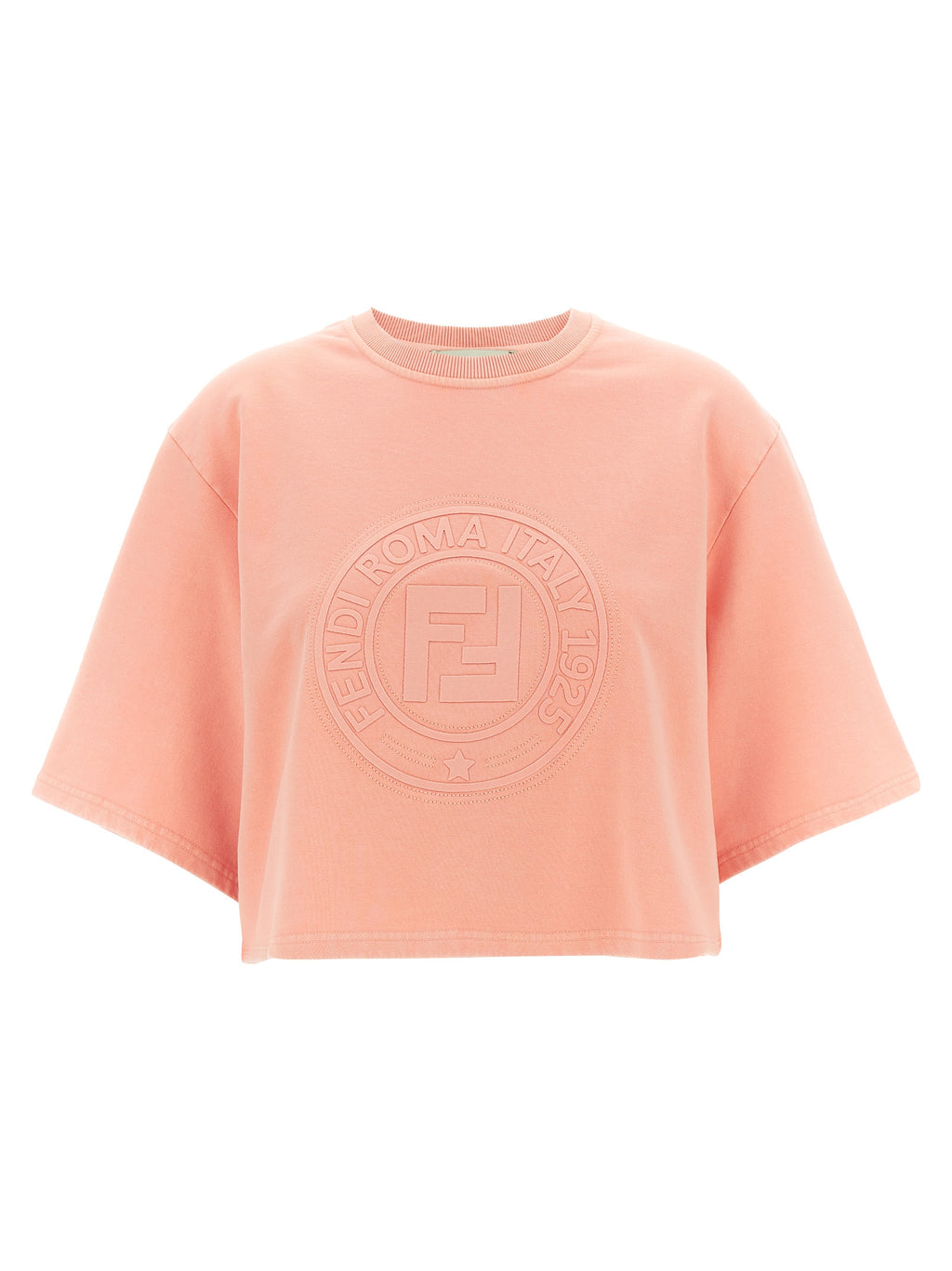 Cotton Crop Sweatshirt With Roma Embroidery