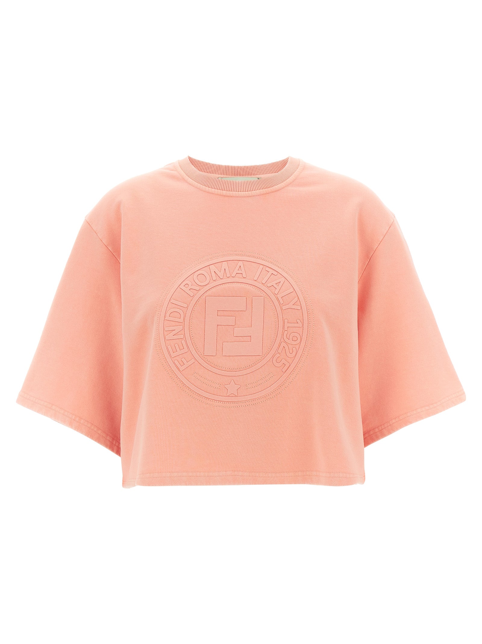 Cotton Crop Sweatshirt With Roma Embroidery