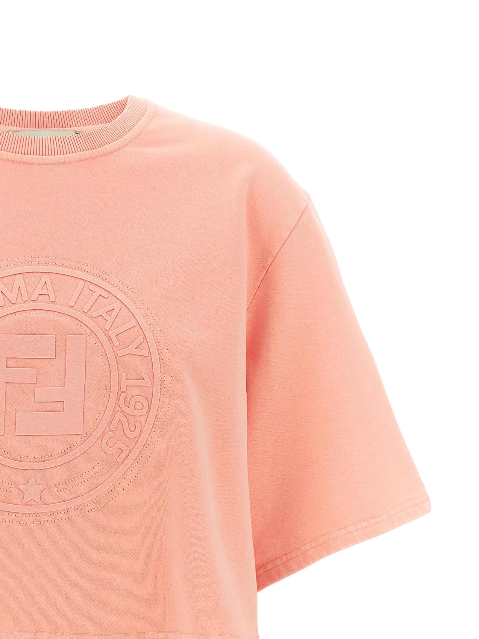 Cotton Crop Sweatshirt With Roma Embroidery