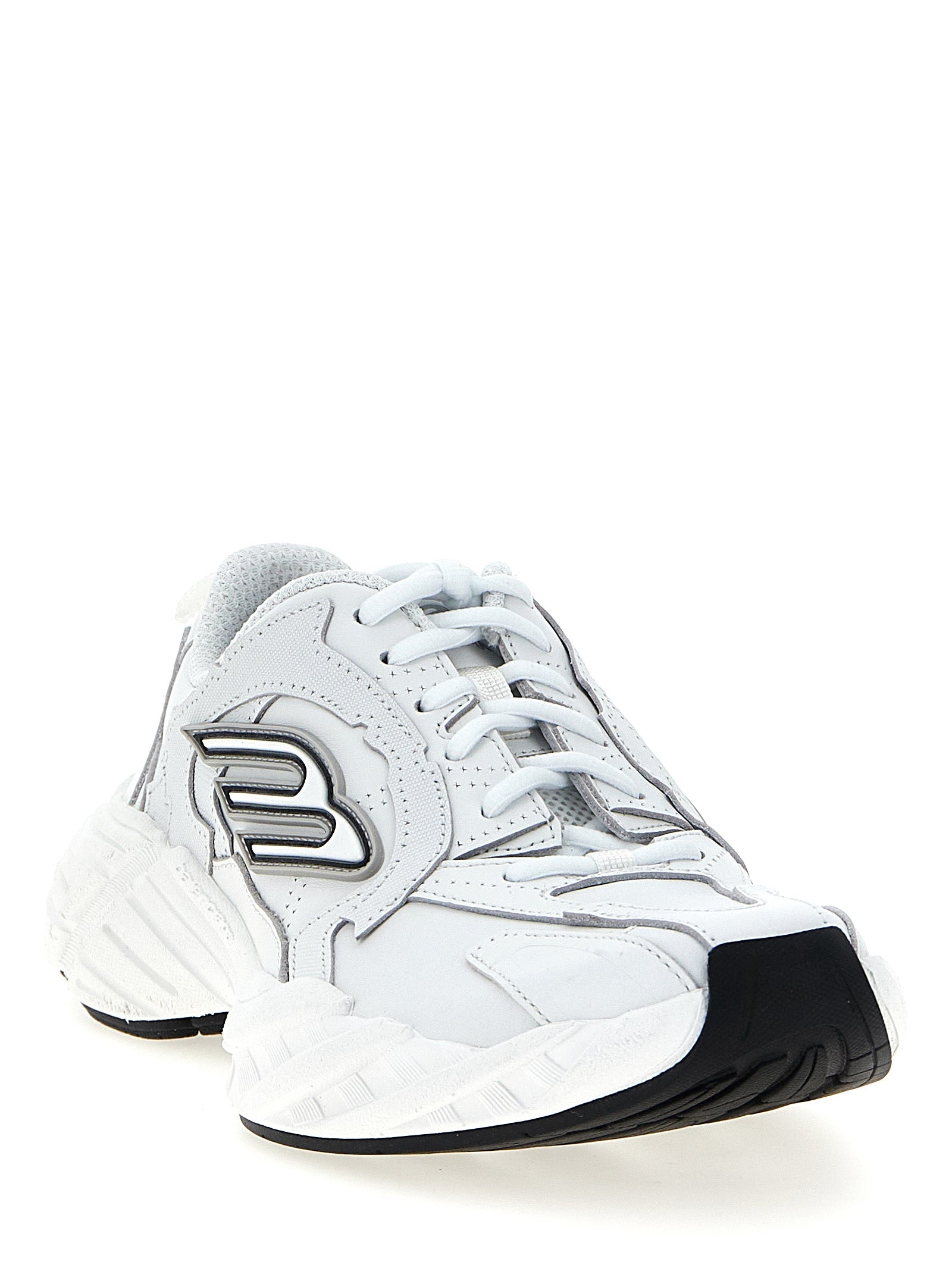 White Cowhide Leather Monday Sneakers