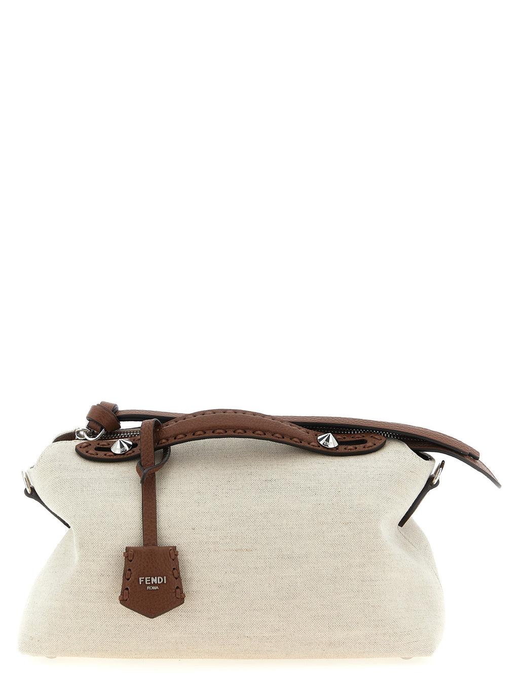 Medium By The Way Soft Beige Canvas Hammered Leather Handbag