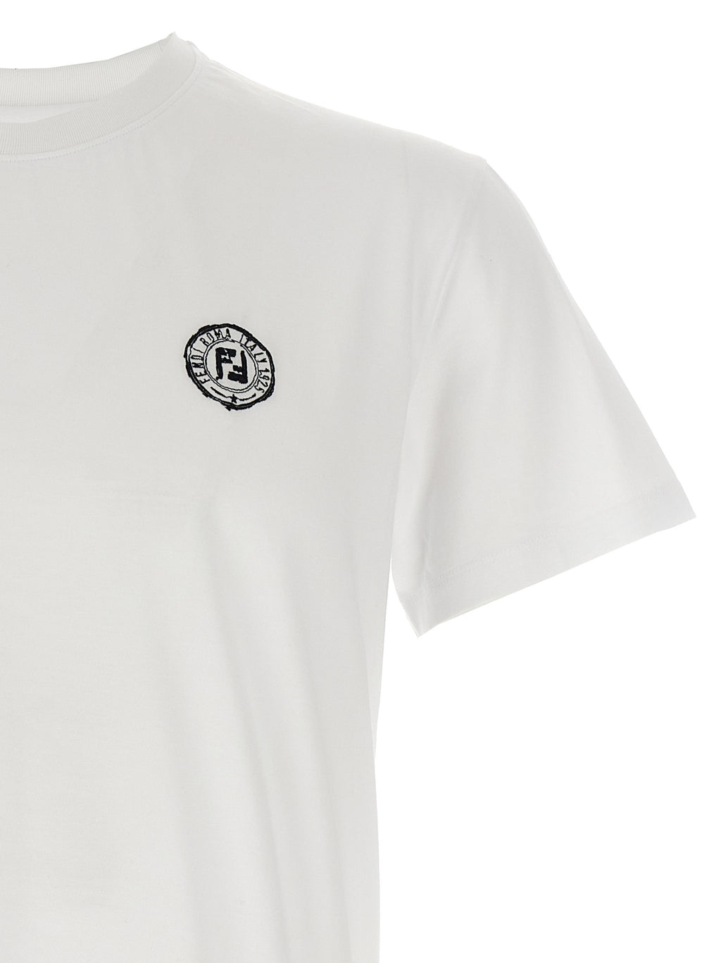 White Cotton T-Shirt With Postcards Patch