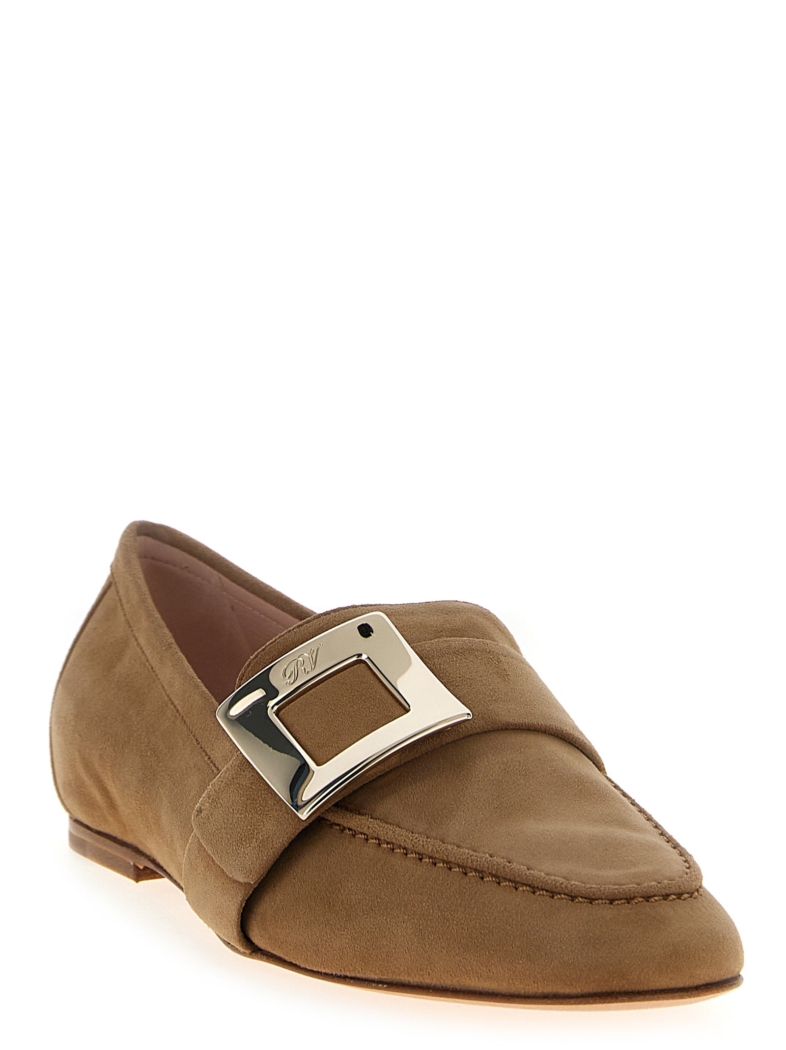 Beige Goatskin Slip-On Loafers