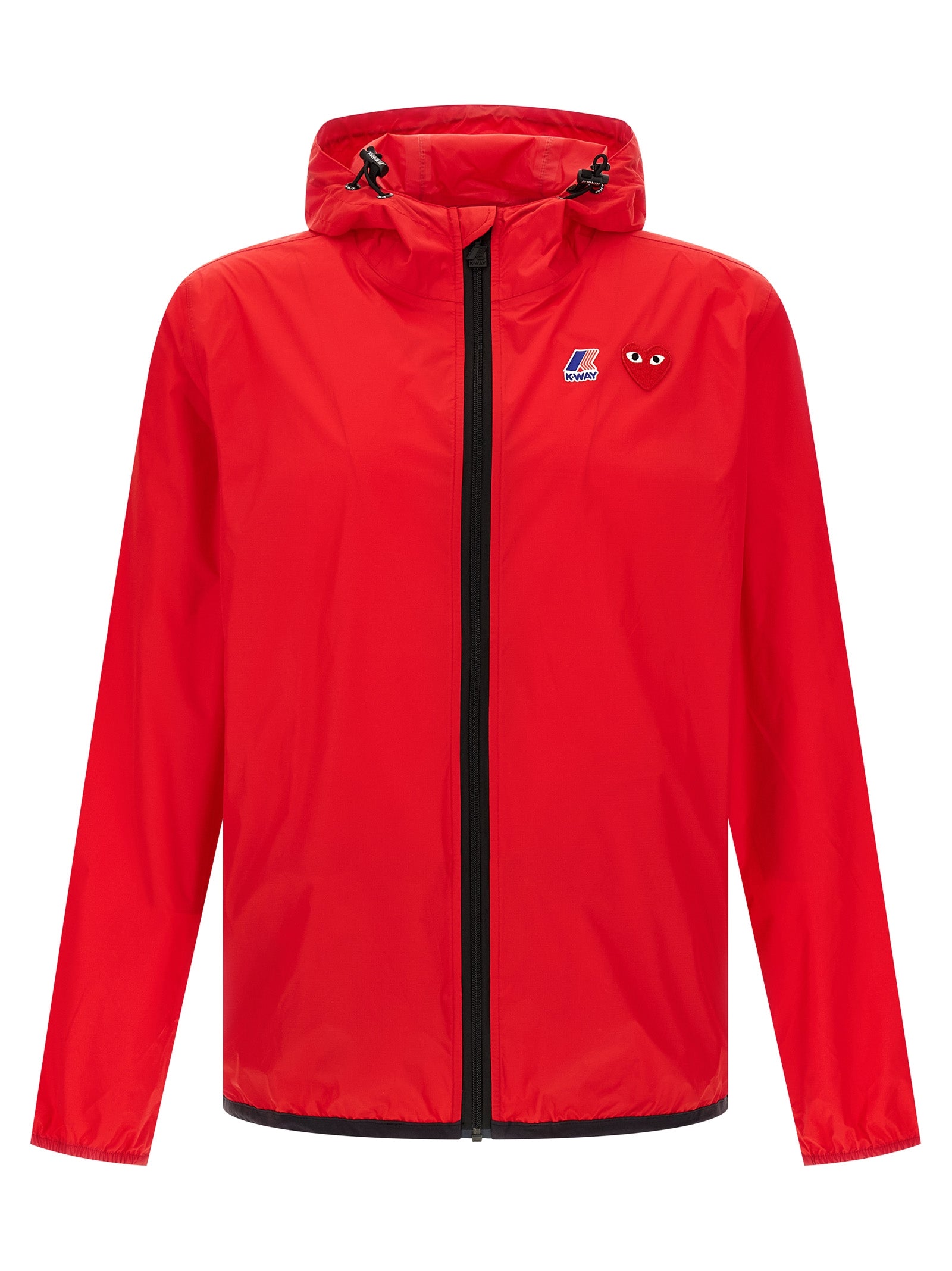 Red Nylon Shell Jacket Play x Kway Hooded Waterproof