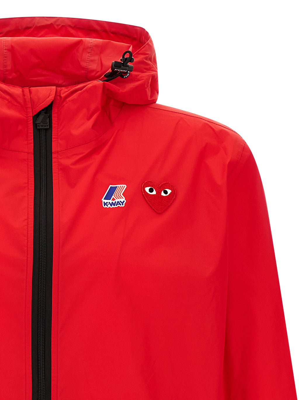 Red Nylon Shell Jacket Play x Kway Hooded Waterproof