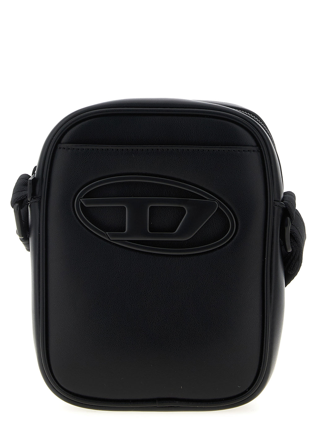 Black Polyurethane Holi D Crossbody Bag