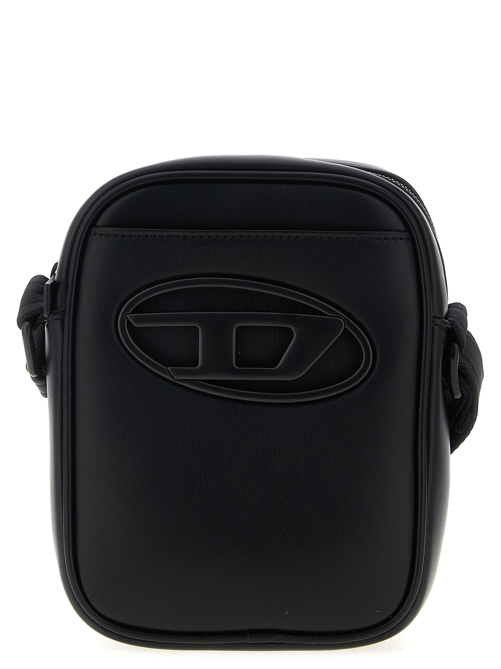 Black Polyurethane Holi D Crossbody Bag