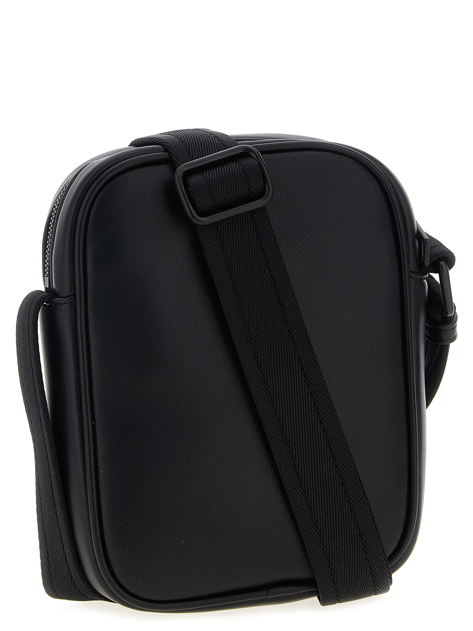 Black Polyurethane Holi D Crossbody Bag