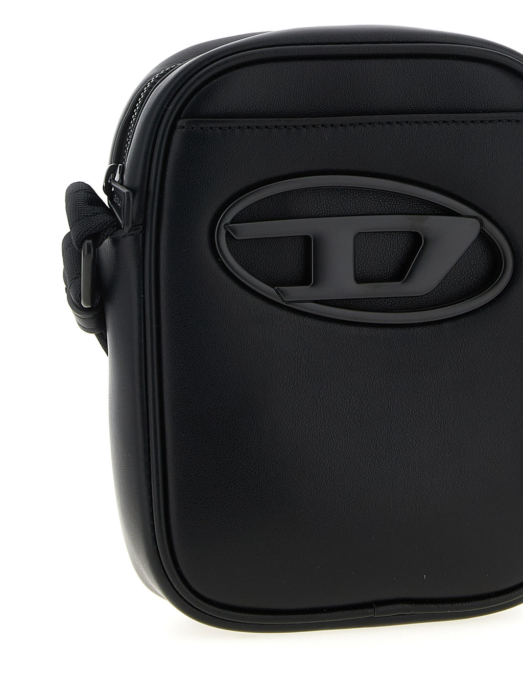Black Polyurethane Holi D Crossbody Bag