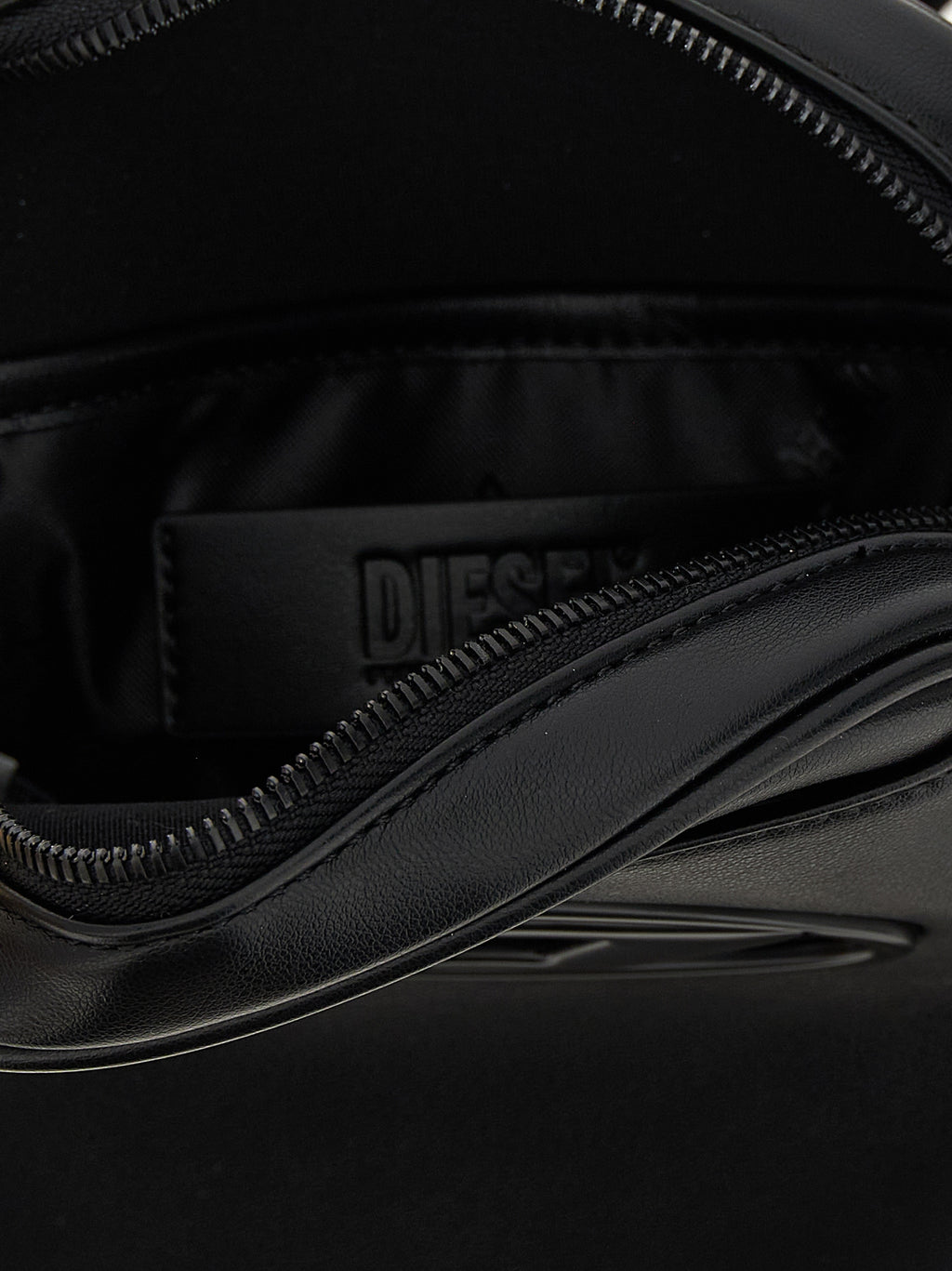 Black Polyurethane Holi D Crossbody Bag